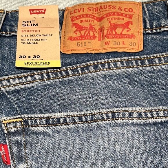 New LEVI'S 511 Men's Jeans SLIM 30x30 Medium Blue C21 - Picture 8 of 10